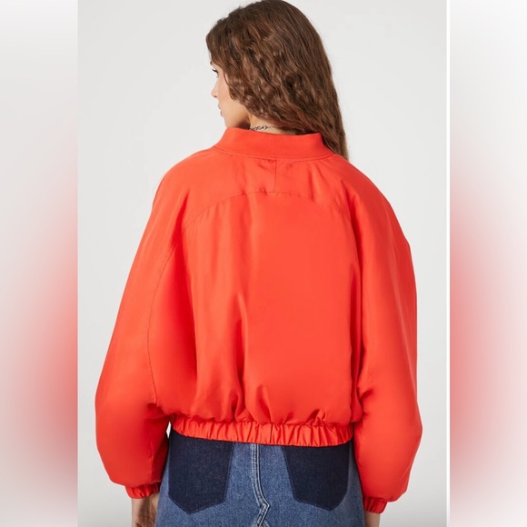 Forever 21 Orange Cropped Bomber Jacket - Picture 3 of 14